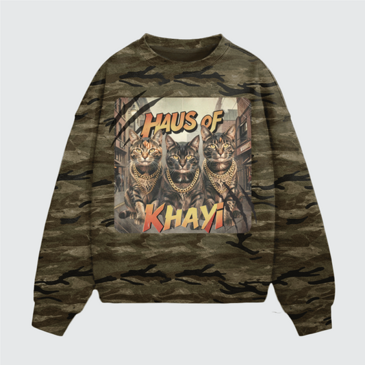 Khayi Cats Camo Crewneck Sweatshirt
