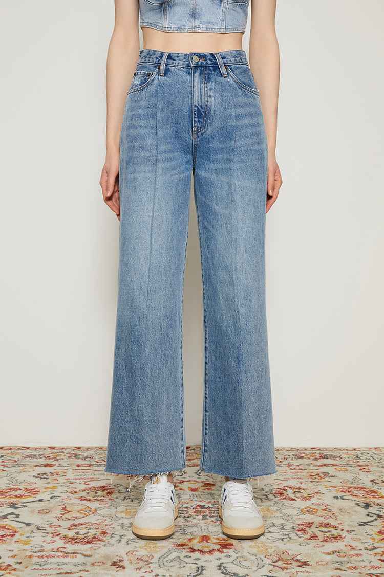 CHILL Pleated Straight Ankle-Length Jeans Model HJ133 [Final Sale]