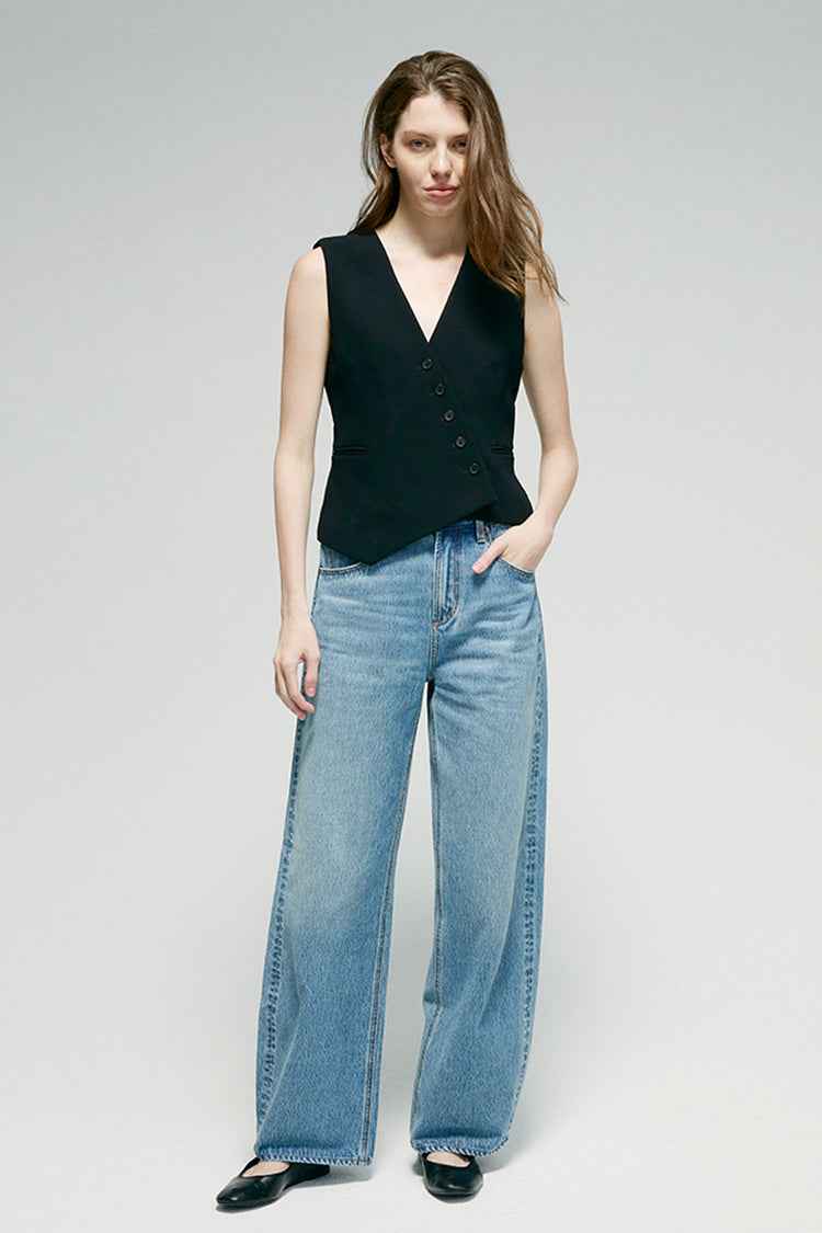 Slope Curve Jeans Model HJ039 – High-Rise, Relaxed Wide-Leg Denim Pants