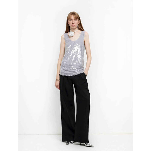 "Relaxed Old Money" Draped Acetate Linen Single-Pleat Wide-Leg Pants