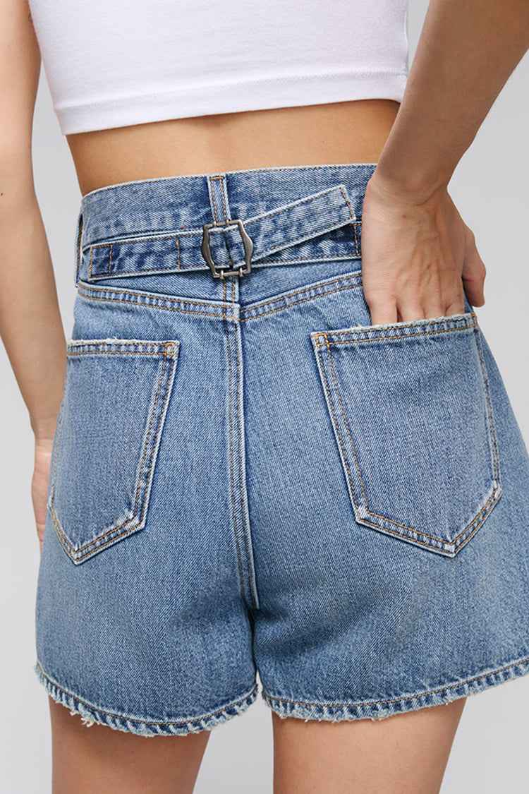 Easy Buckle High-Rise Denim Shorts HJ820