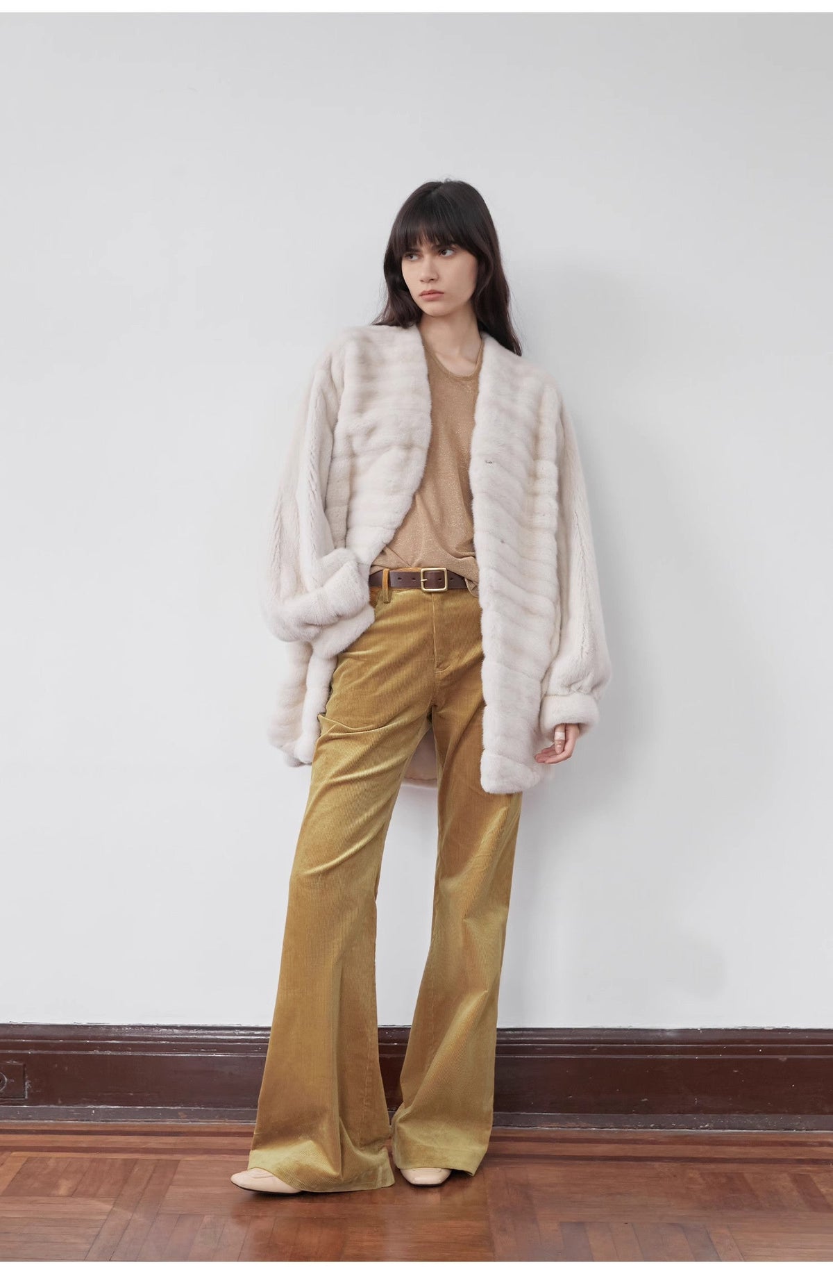 "Seaside Café" Low-Waist Flared Corduroy Pants