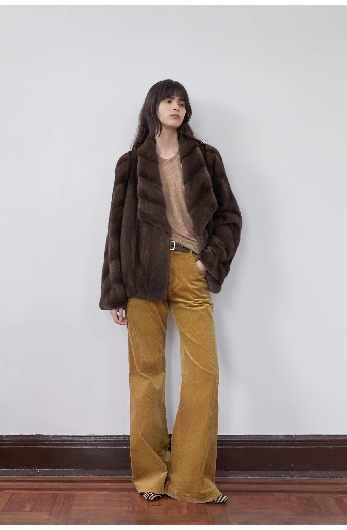 "Seaside Café" Low-Waist Flared Corduroy Pants