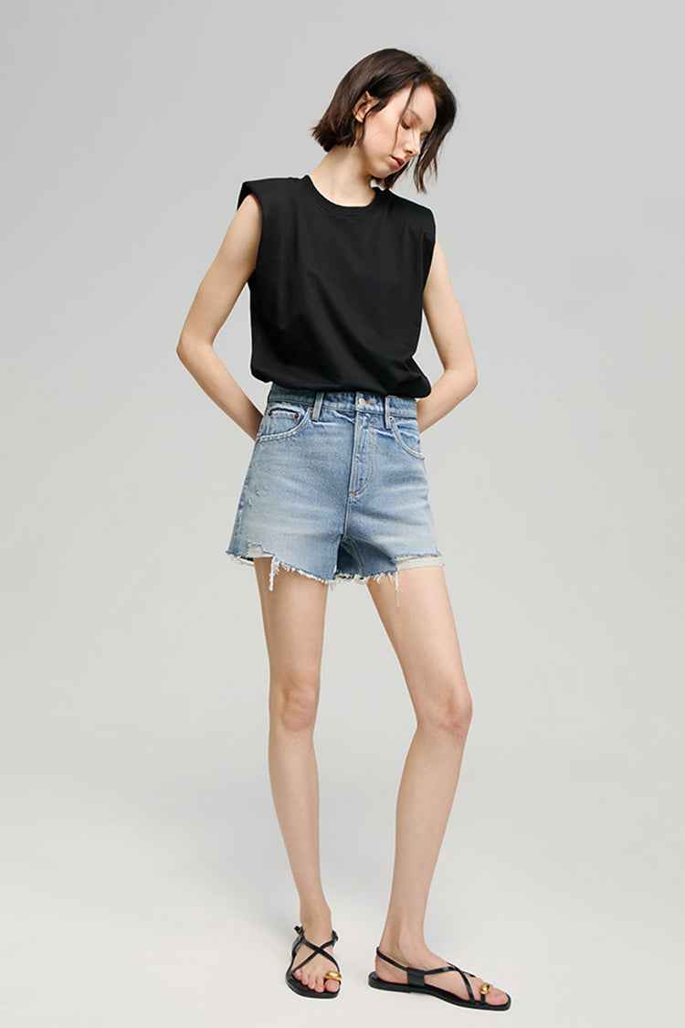 Sun-Kissed Vintage Cut-Off Denim Shorts HJ115