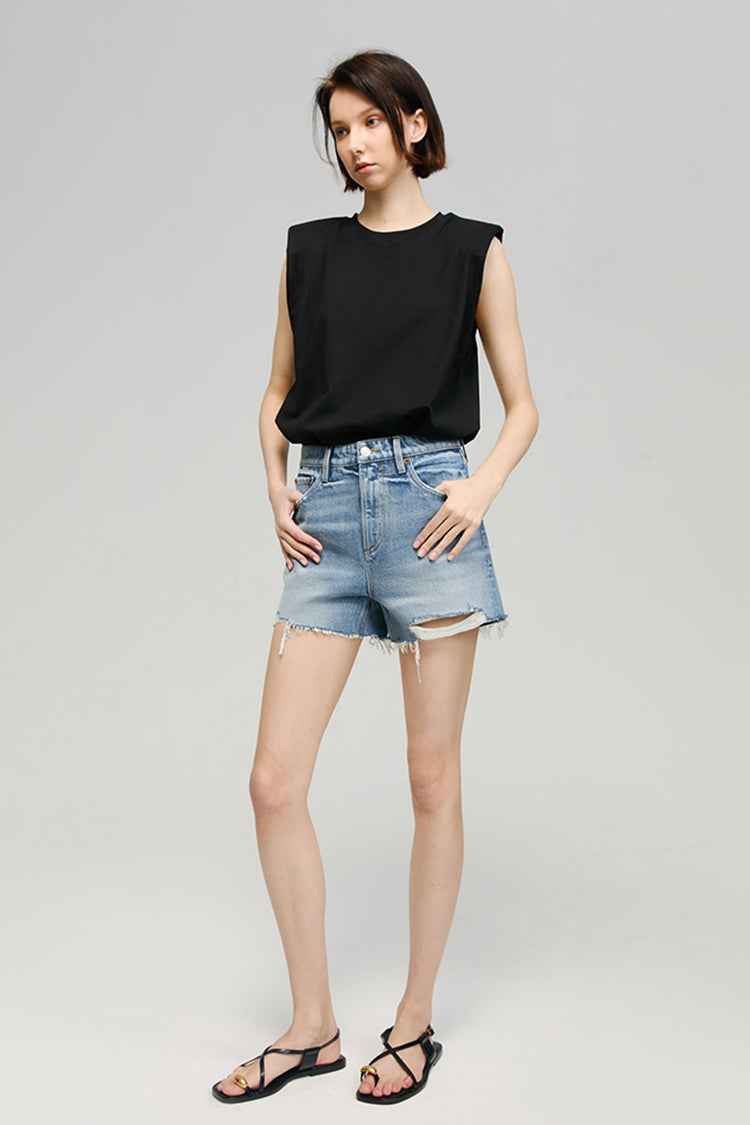 Sun-Kissed Vintage Cut-Off Denim Shorts HJ115