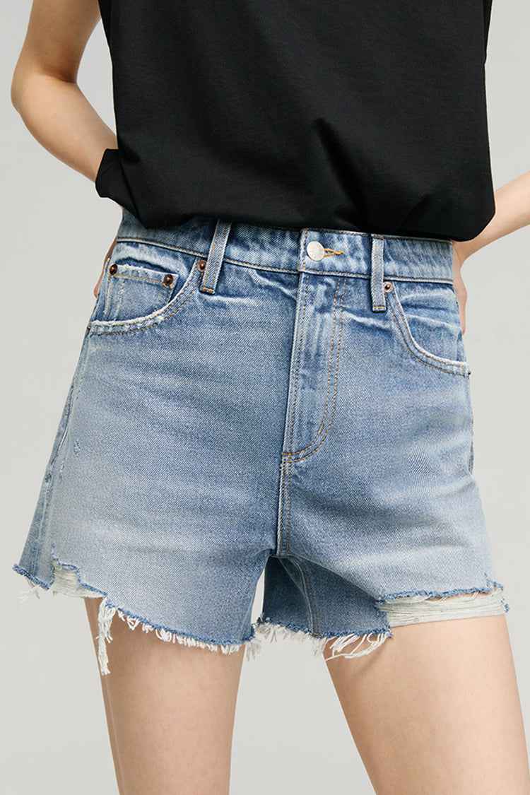 Sun-Kissed Vintage Cut-Off Denim Shorts HJ115