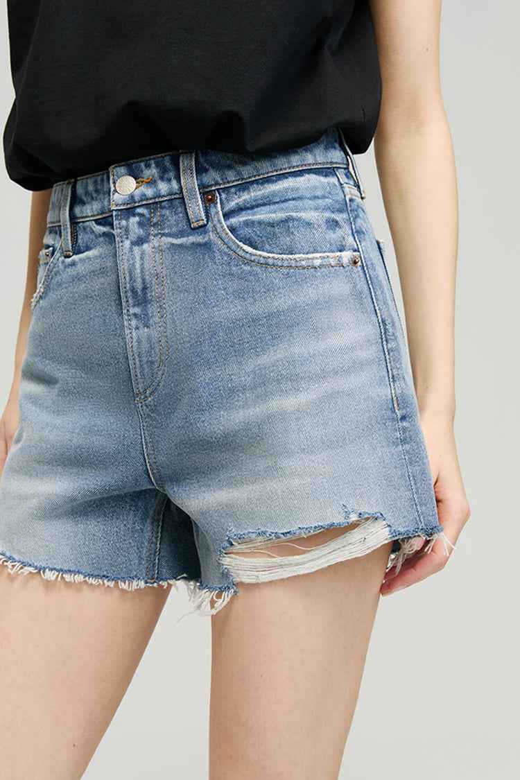 Sun-Kissed Vintage Cut-Off Denim Shorts HJ115