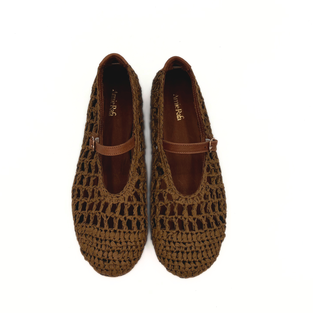 Elaina Raffia Mary Janes - Tan