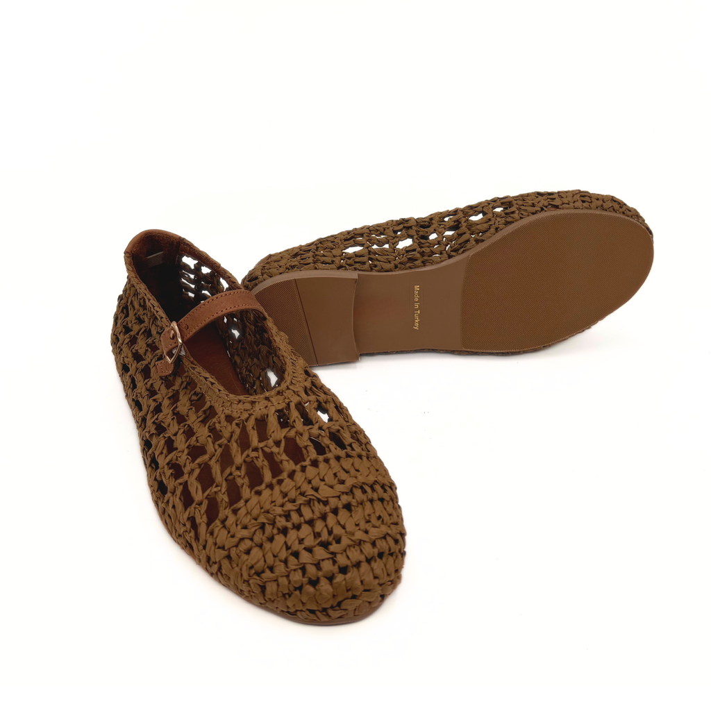 Elaina Raffia Mary Janes - Tan