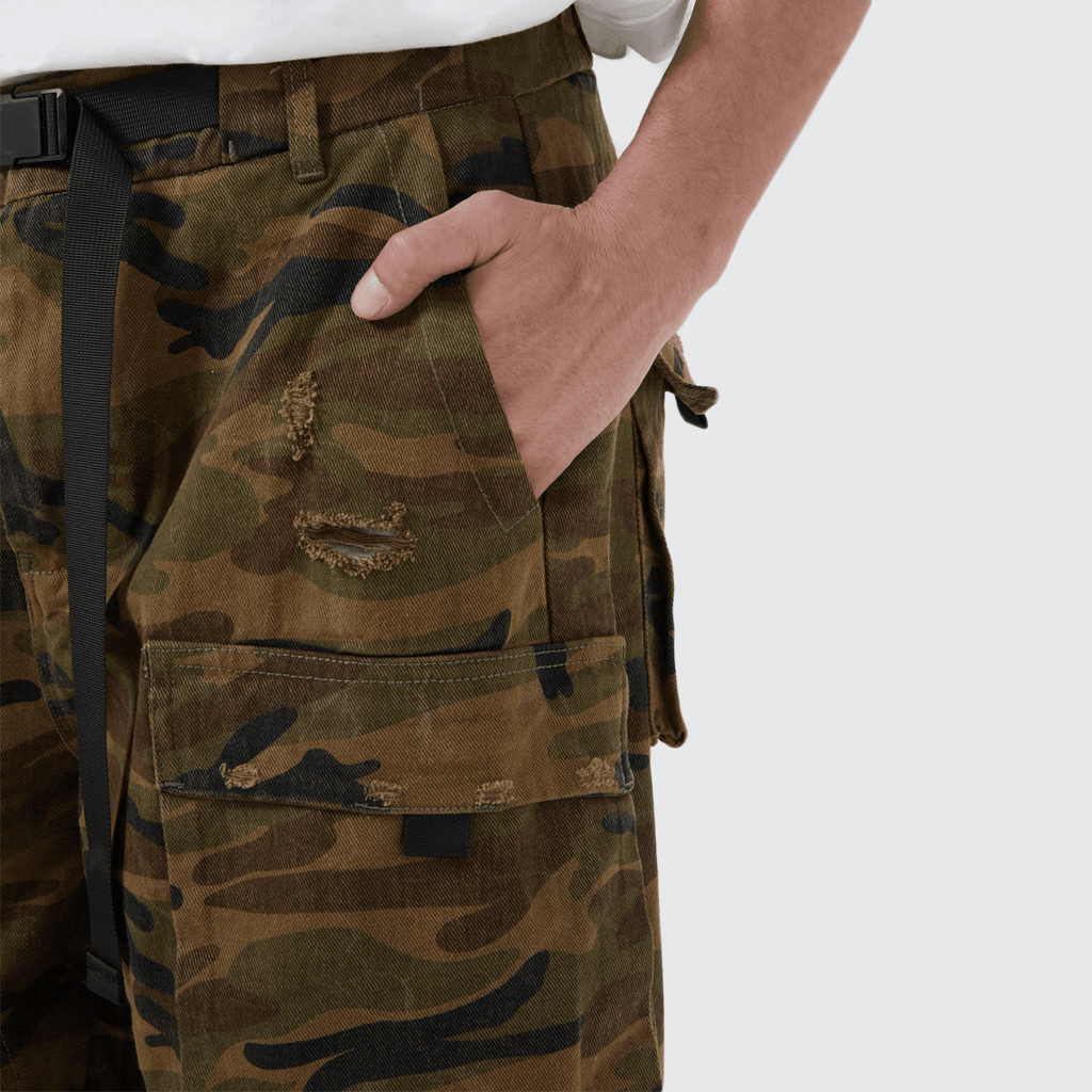 Khayi Camo Loose Fit Wide-leg Cargos
