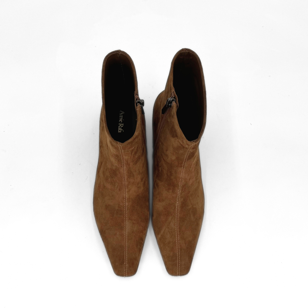 Tess Kitten Heel Booties - Tan Suede