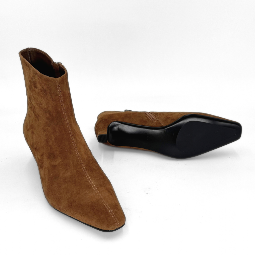 Tess Kitten Heel Booties - Tan Suede