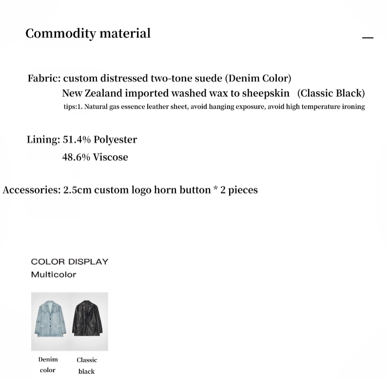 “Nostalgic Denim” Custom-Dyed Washed Goat Leather Blazer for Women and Men