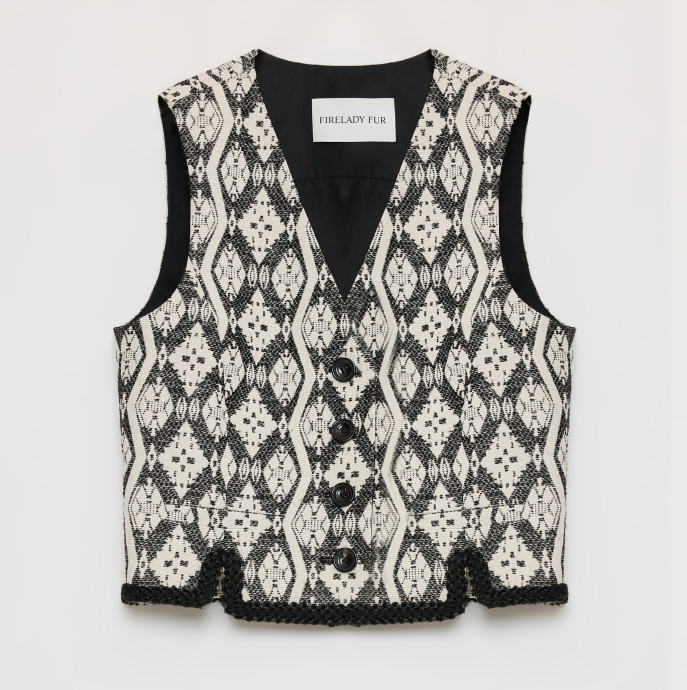 "Venice" Italian Jacquard V-Neck Vest