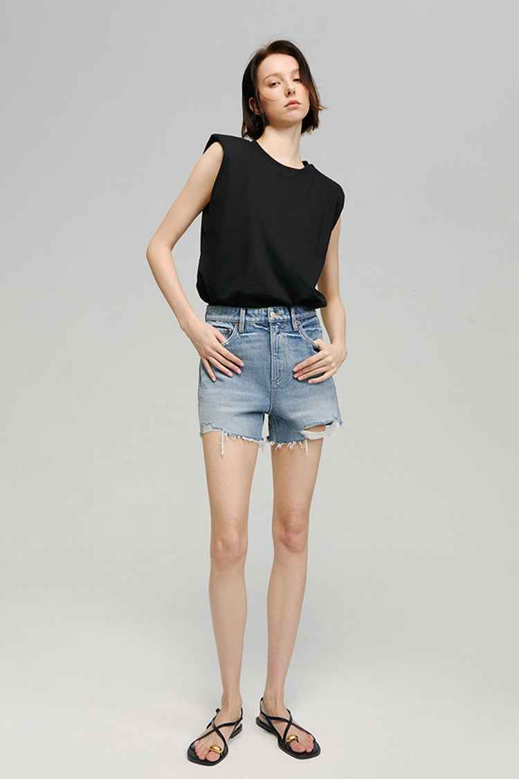 Sun-Kissed Vintage Cut-Off Denim Shorts HJ115