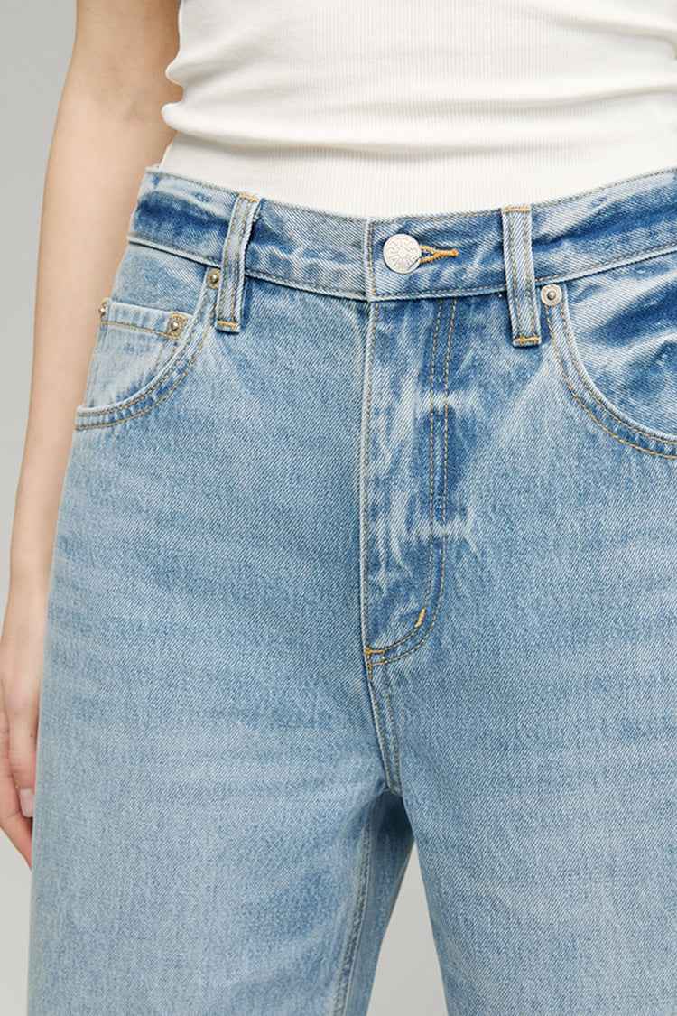 Moon Curve Jeans Model HJ031 - High-Rise, Relaxed Wide-Leg Denim for Women and Men