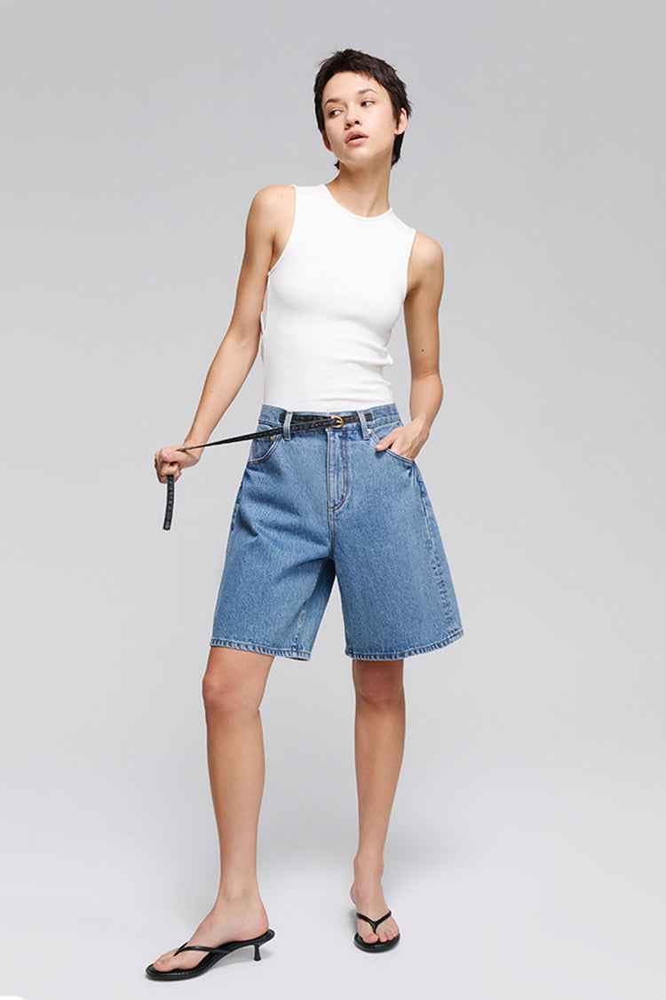 Easy Rider High-Rise Denim Bermuda Shorts Model HJ822
