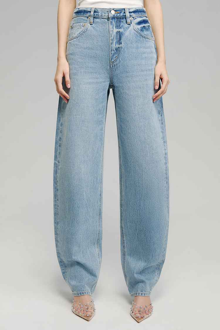 Moon Curve Jeans Model HJ031 - High-Rise, Relaxed Wide-Leg Denim for Women and Men