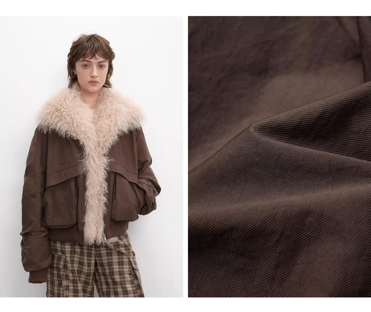 "Winter Is Coming" Short Down Parka with Detachable Wool Collar - Khaki