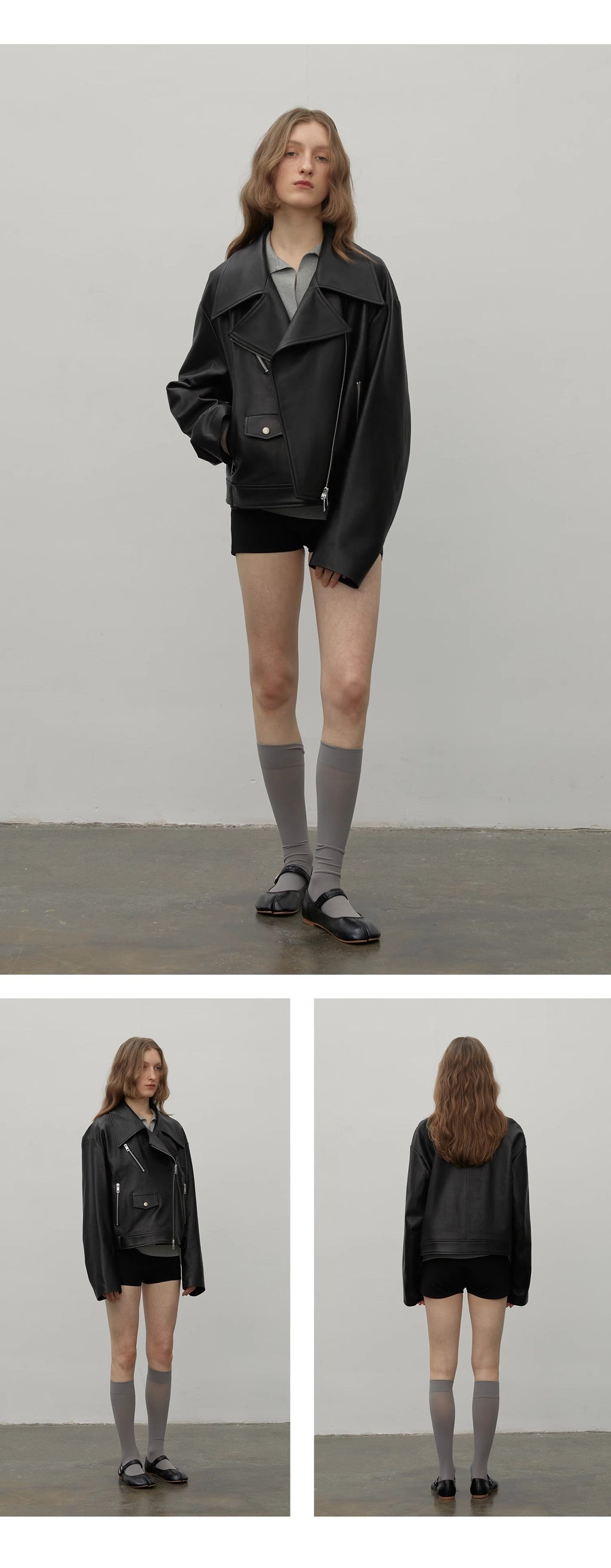 “Retro Film” High-Street Motorcycle Sheep Leather Jacket – Loose Fit, Drop Shoulders