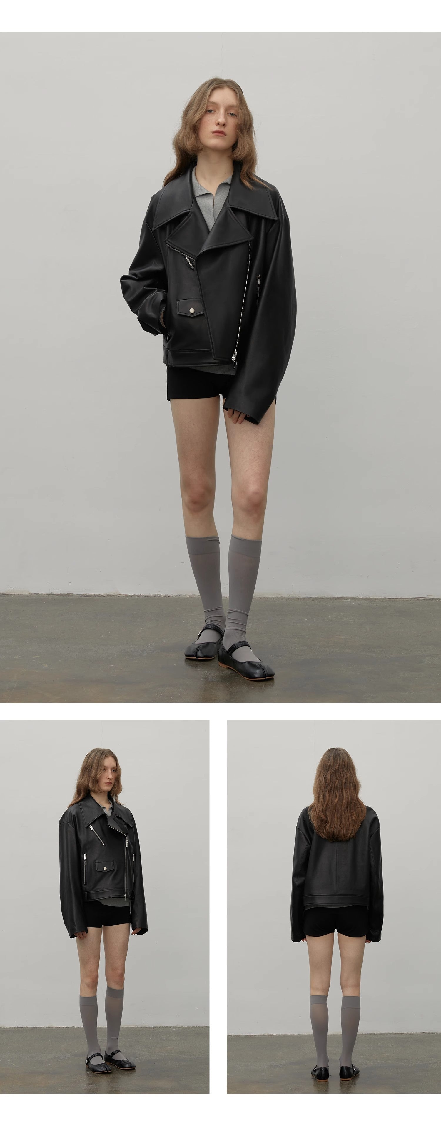 “Retro Film” High-Street Motorcycle Sheep Leather Jacket – Loose Fit, Drop Shoulders