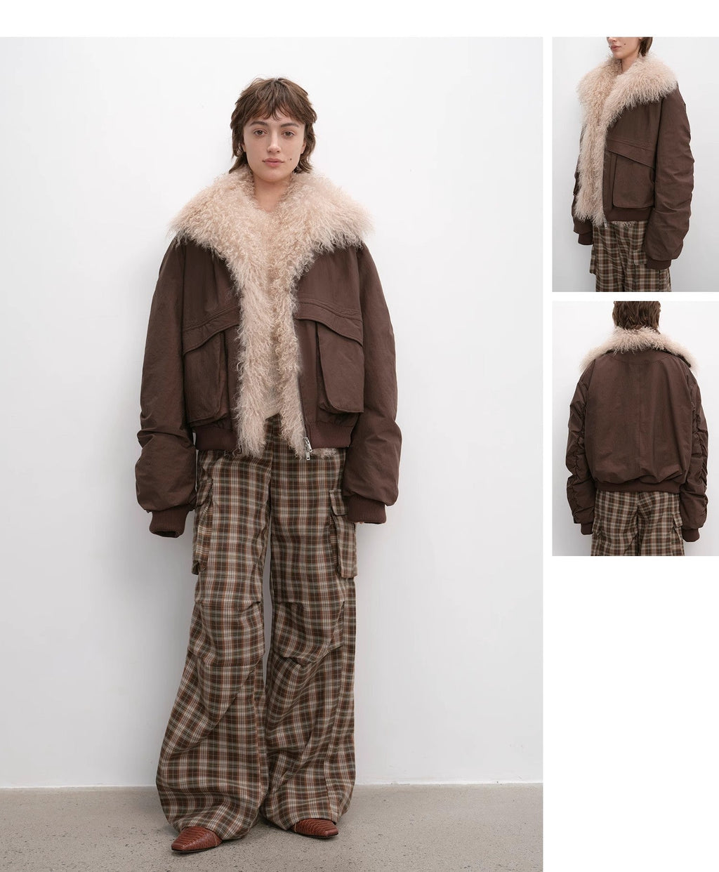 "Winter Is Coming" Short Down Parka with Detachable Wool Collar - Khaki