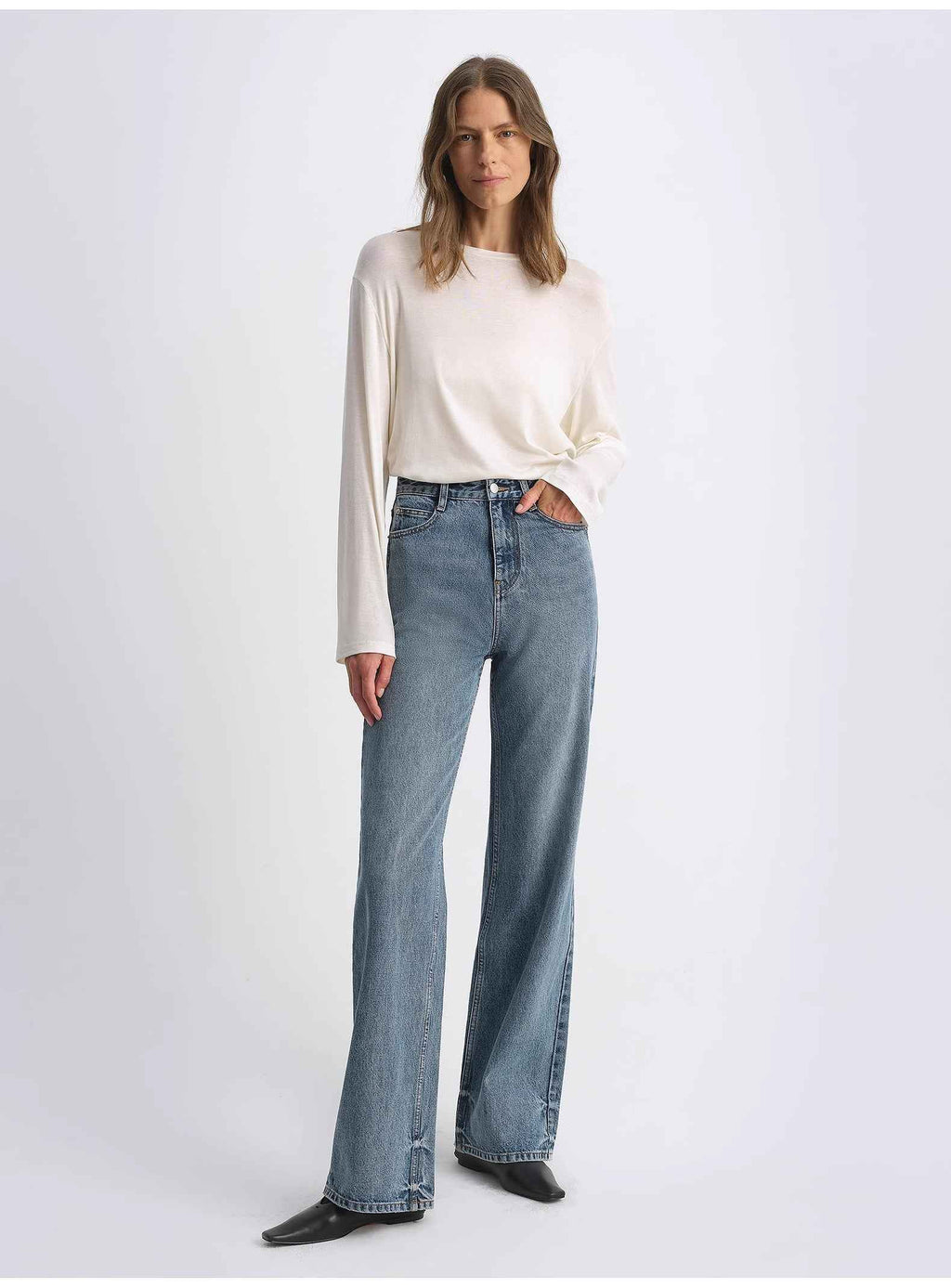 Classic Retro Crafted Washed Organic Cotton Retro Straight Slim Jeans