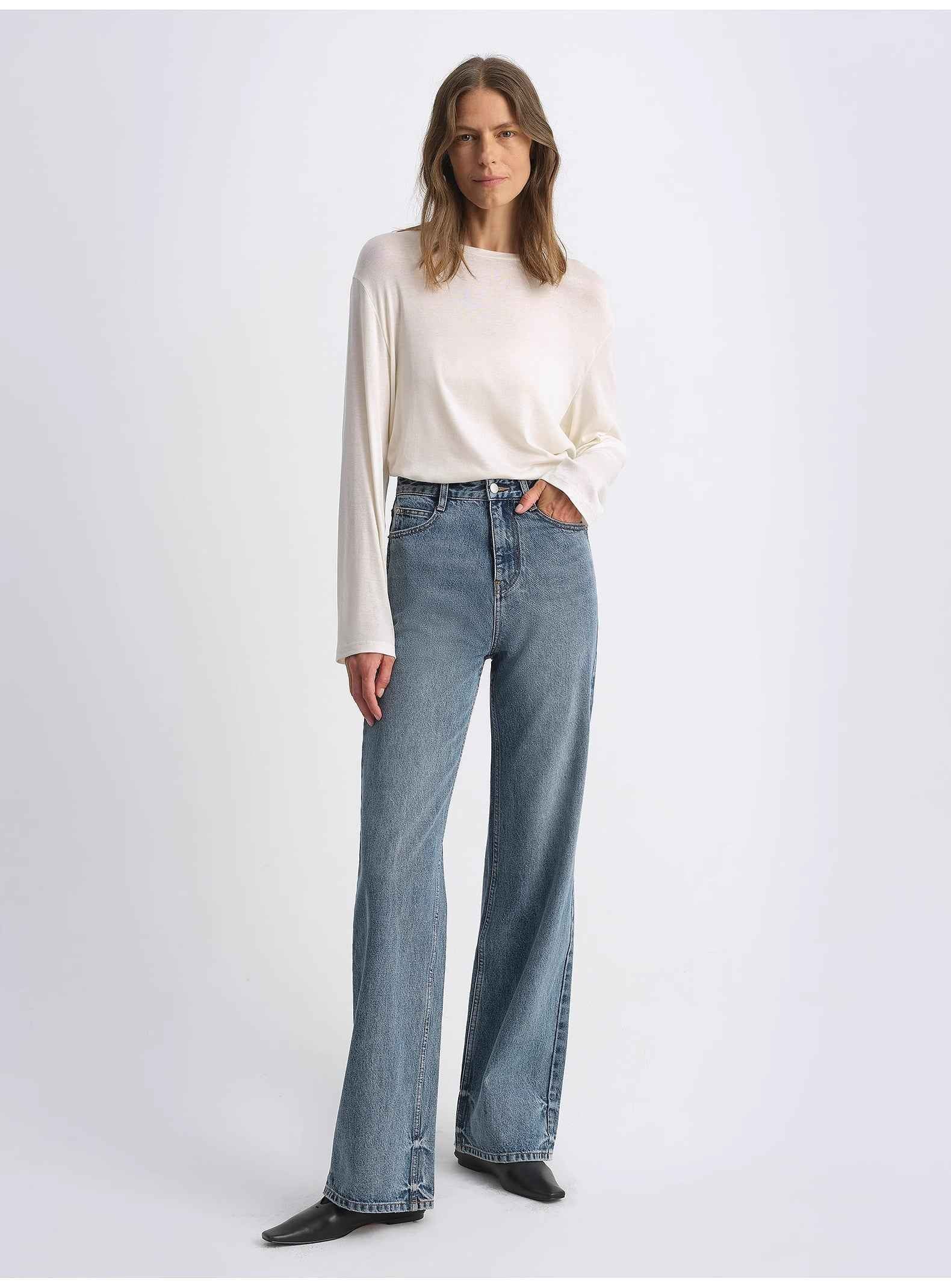 Classic Retro Crafted Washed Organic Cotton Retro Straight Slim Jeans