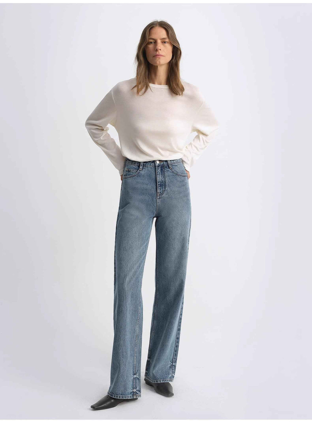 Classic Retro Crafted Washed Organic Cotton Retro Straight Slim Jeans