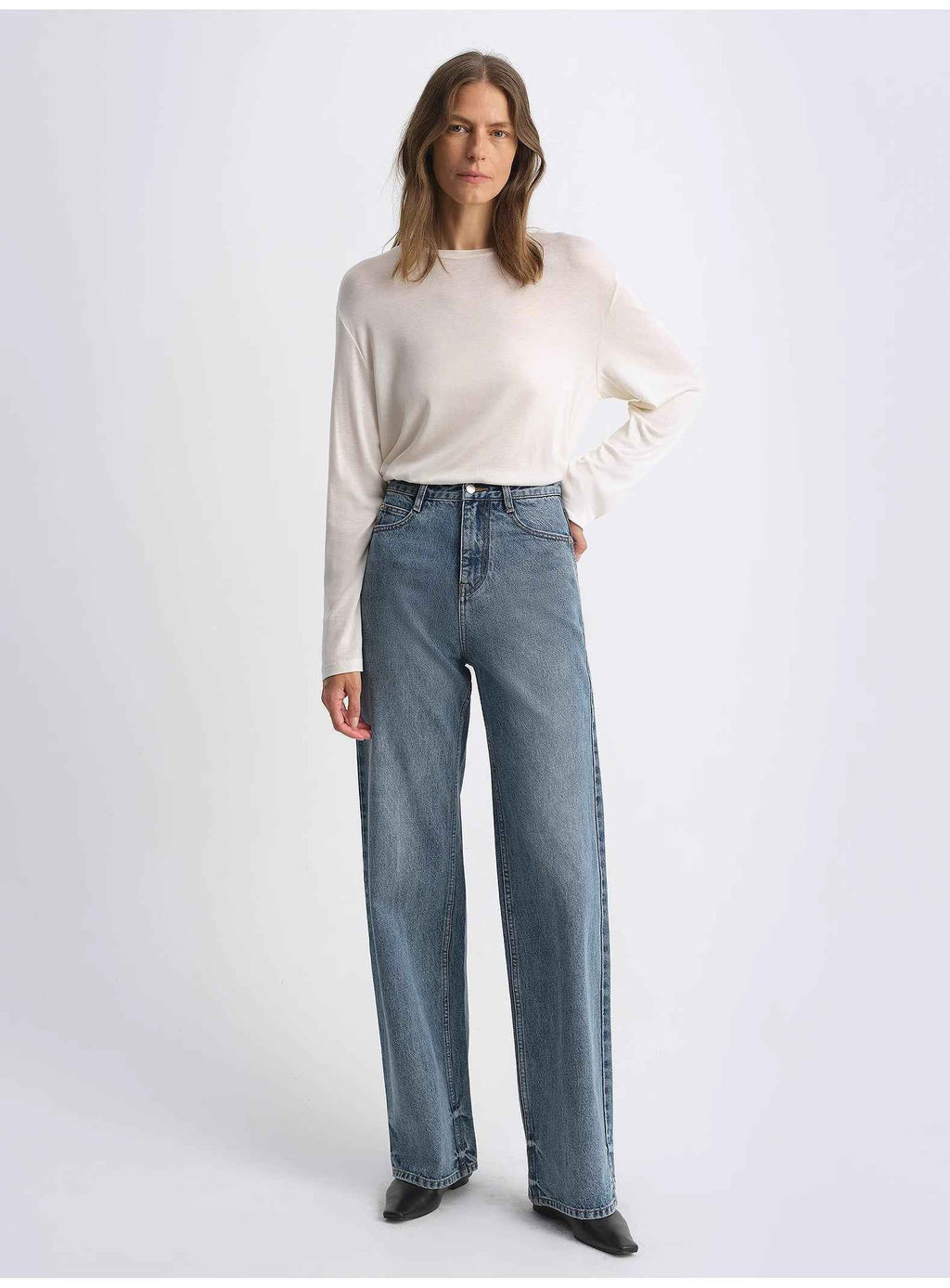 Classic Retro Crafted Washed Organic Cotton Retro Straight Slim Jeans