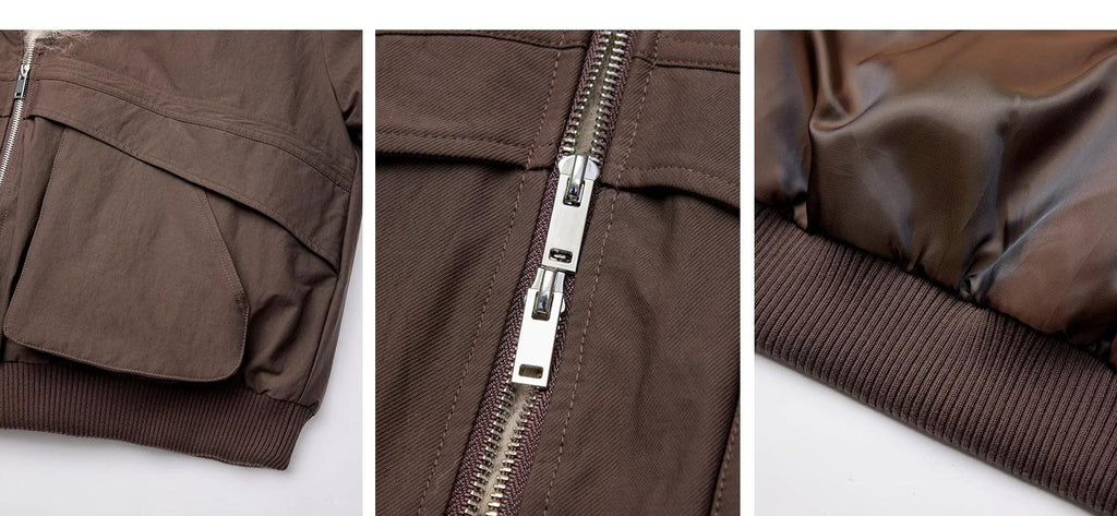 "Winter Is Coming" Short Down Parka with Detachable Wool Collar - Khaki