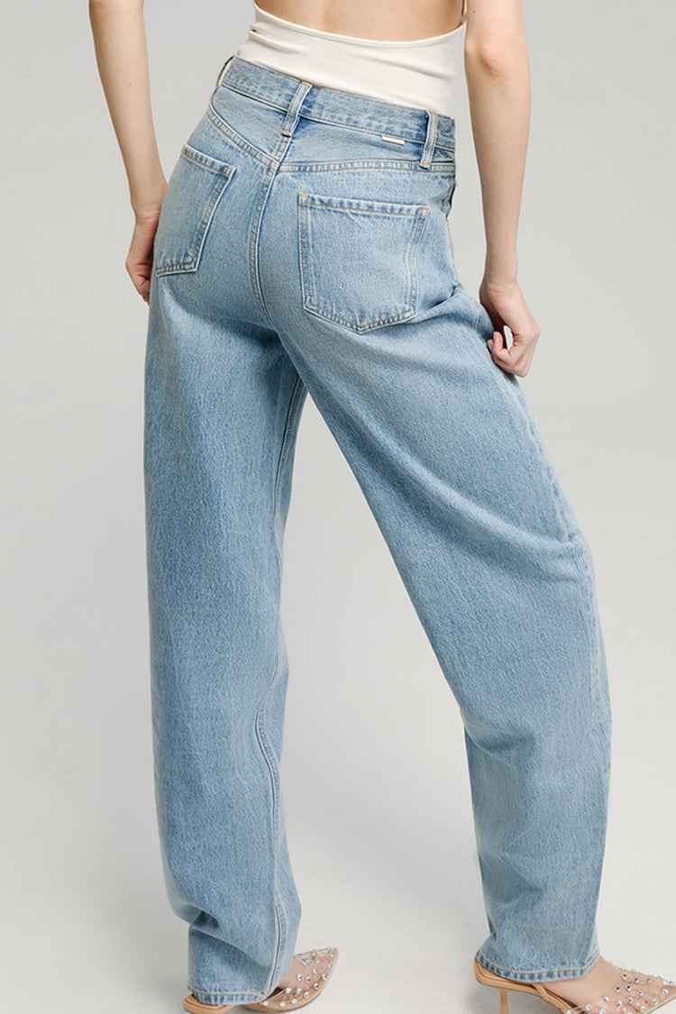 Moon Curve Jeans Model HJ031 - High-Rise, Relaxed Wide-Leg Denim for Women and Men