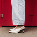 Alix Slingback Pumps in bone — styled on model