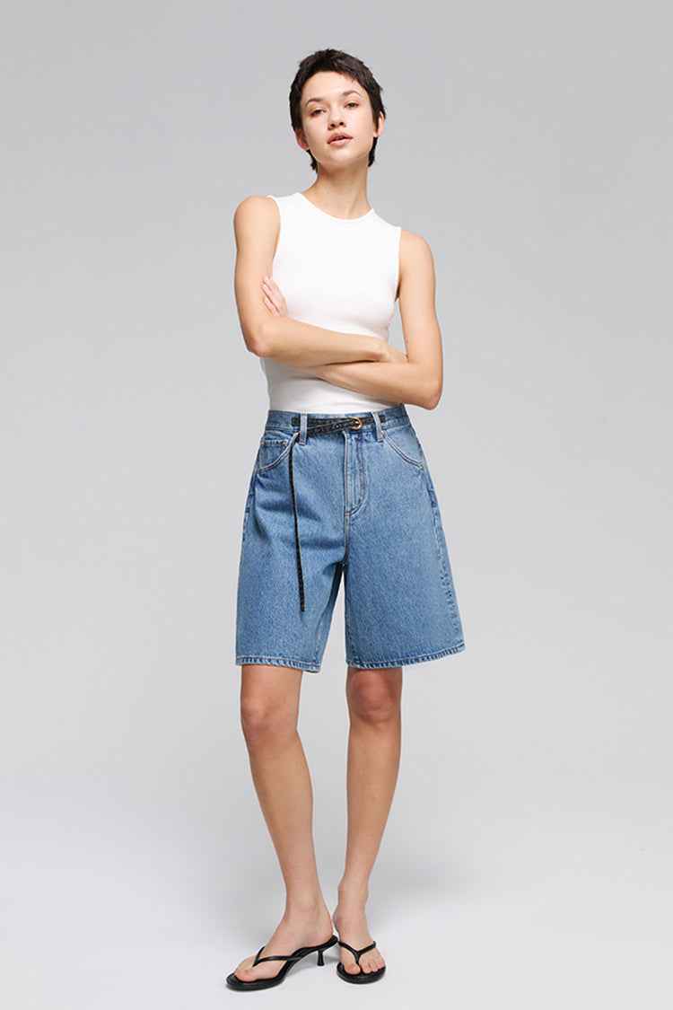 Easy Rider High-Rise Denim Bermuda Shorts Model HJ822