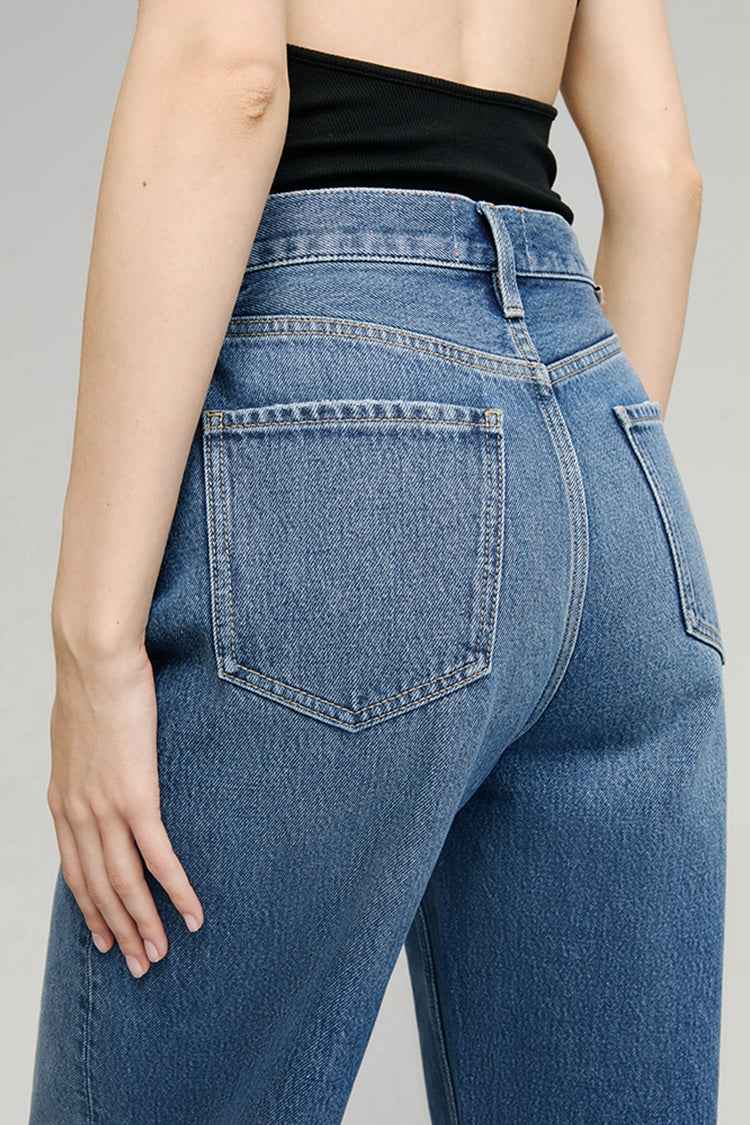 Moon Curve Jeans HJ031 - High-Rise, Relaxed Wide-Leg Denim in 100% Cotton
