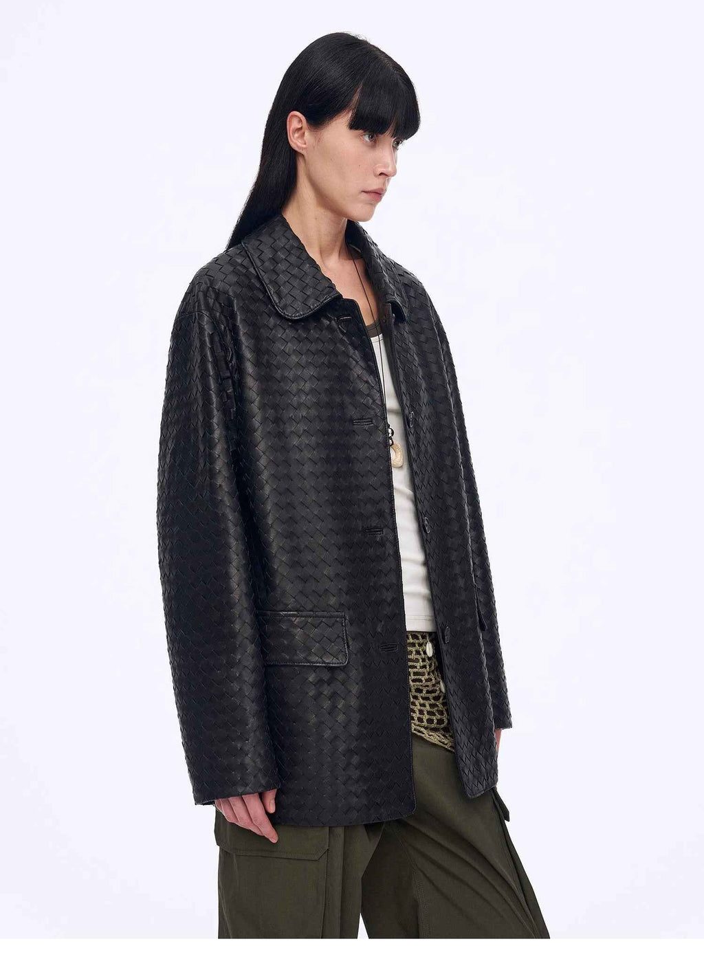 "Rembrandt Night" Spring Woven Leather Jacket Made from Imported New Zealand Lambskin