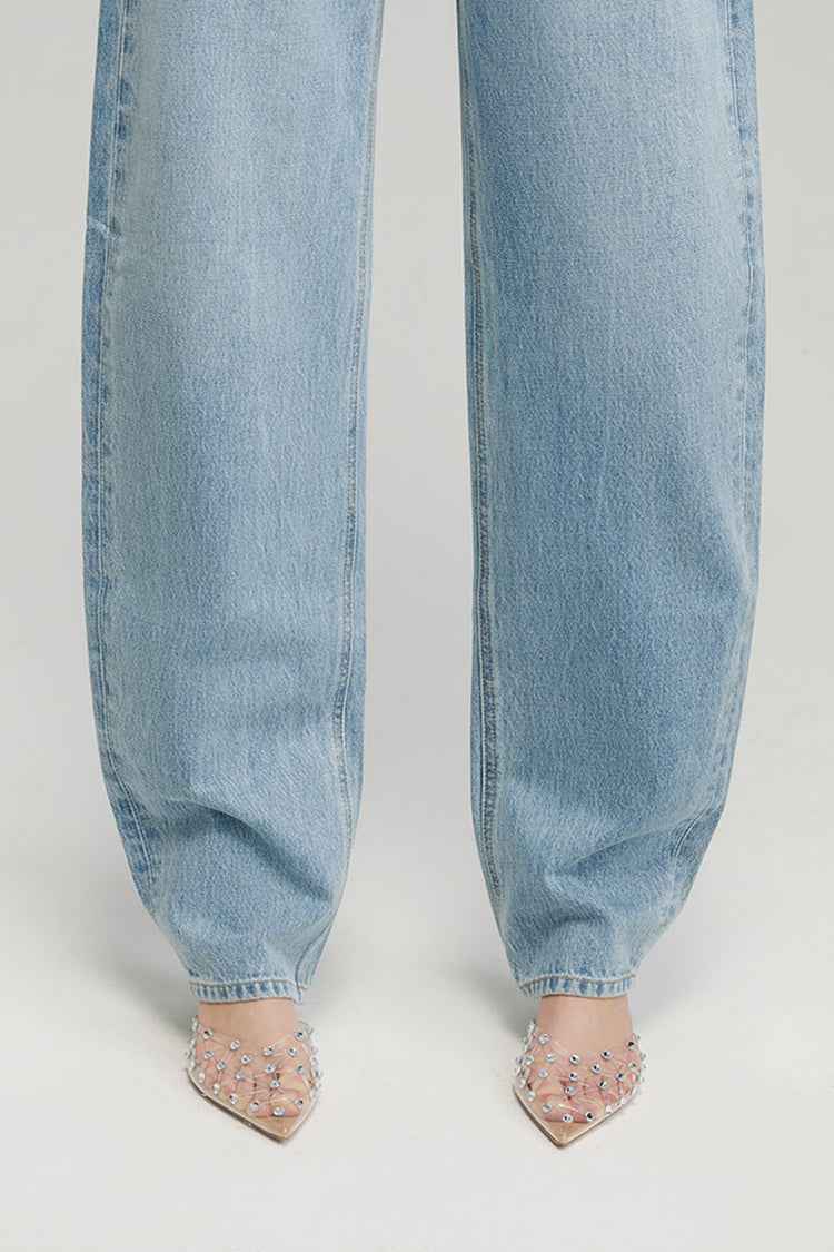 Moon Curve Jeans Model HJ031 - High-Rise, Relaxed Wide-Leg Denim for Women and Men