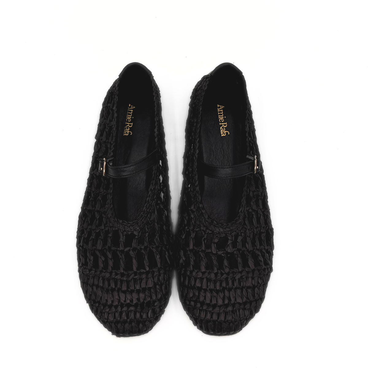 Elaina Raffia Mary Janes - Black