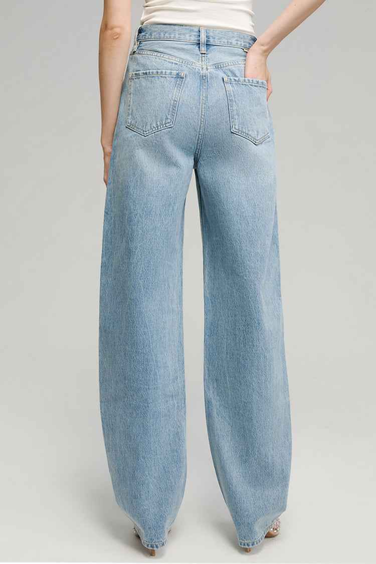 Moon Curve Jeans Model HJ031 - High-Rise, Relaxed Wide-Leg Denim for Women and Men