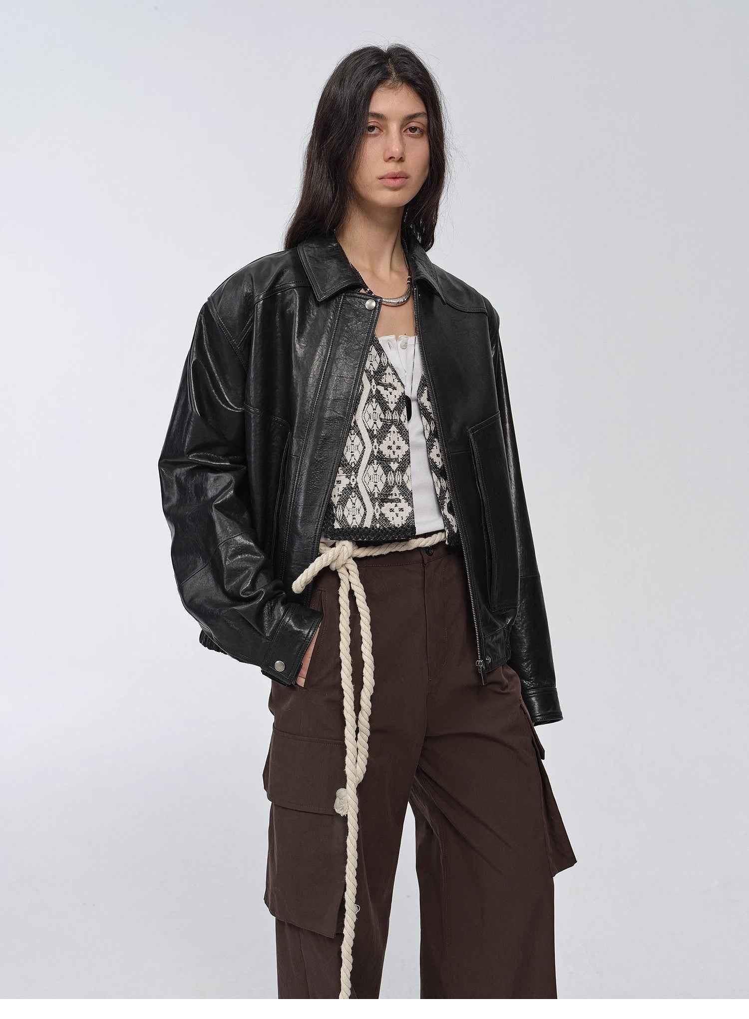 Fashionable Luke Imported Waxed Sheep Leather Work Jacket