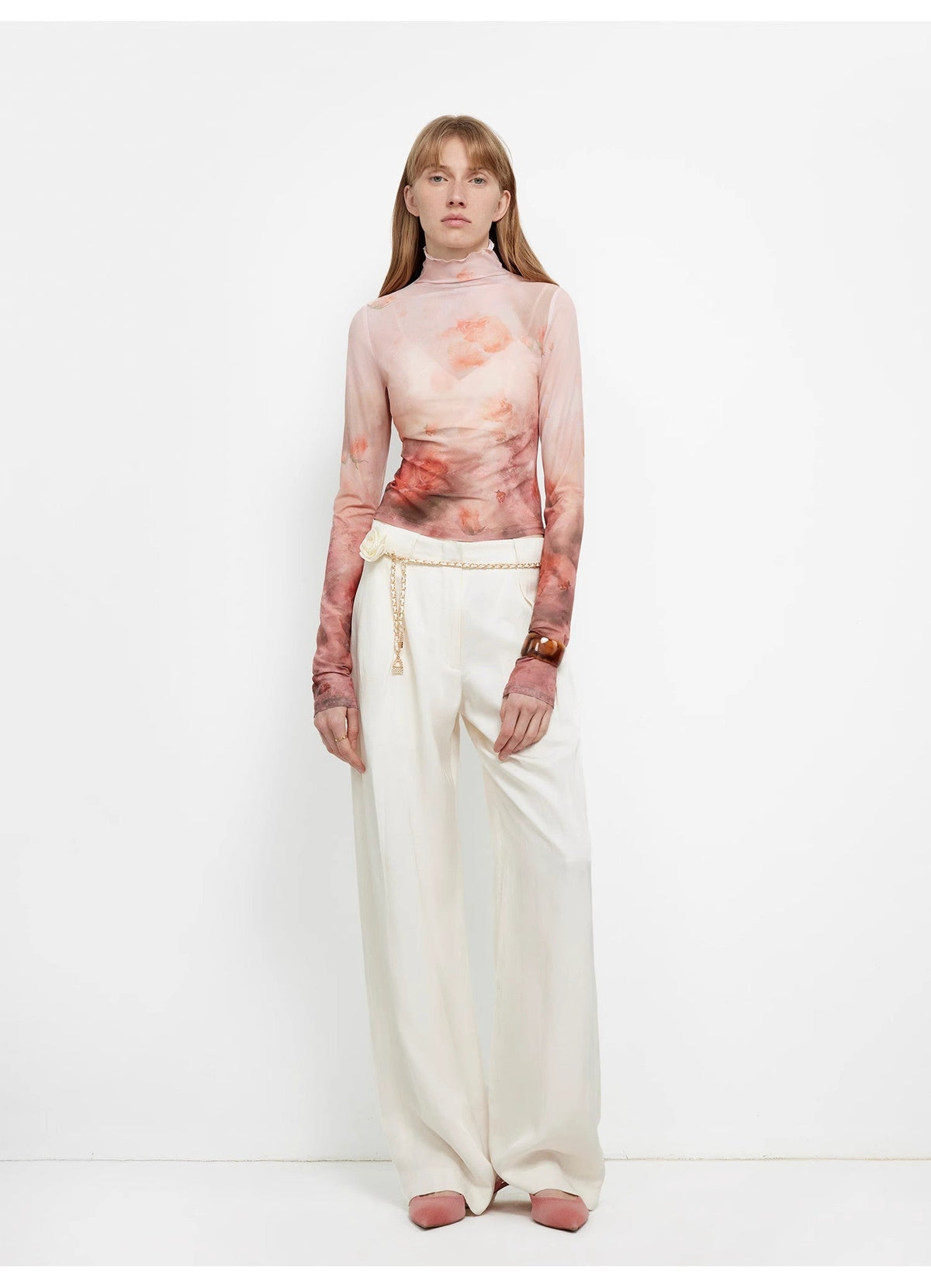 "Relaxed Old Money" Draped Acetate Linen Single-Pleat Wide-Leg Pants
