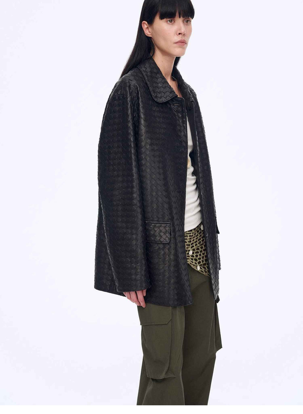 "Rembrandt Night" Spring Woven Leather Jacket Made from Imported New Zealand Lambskin