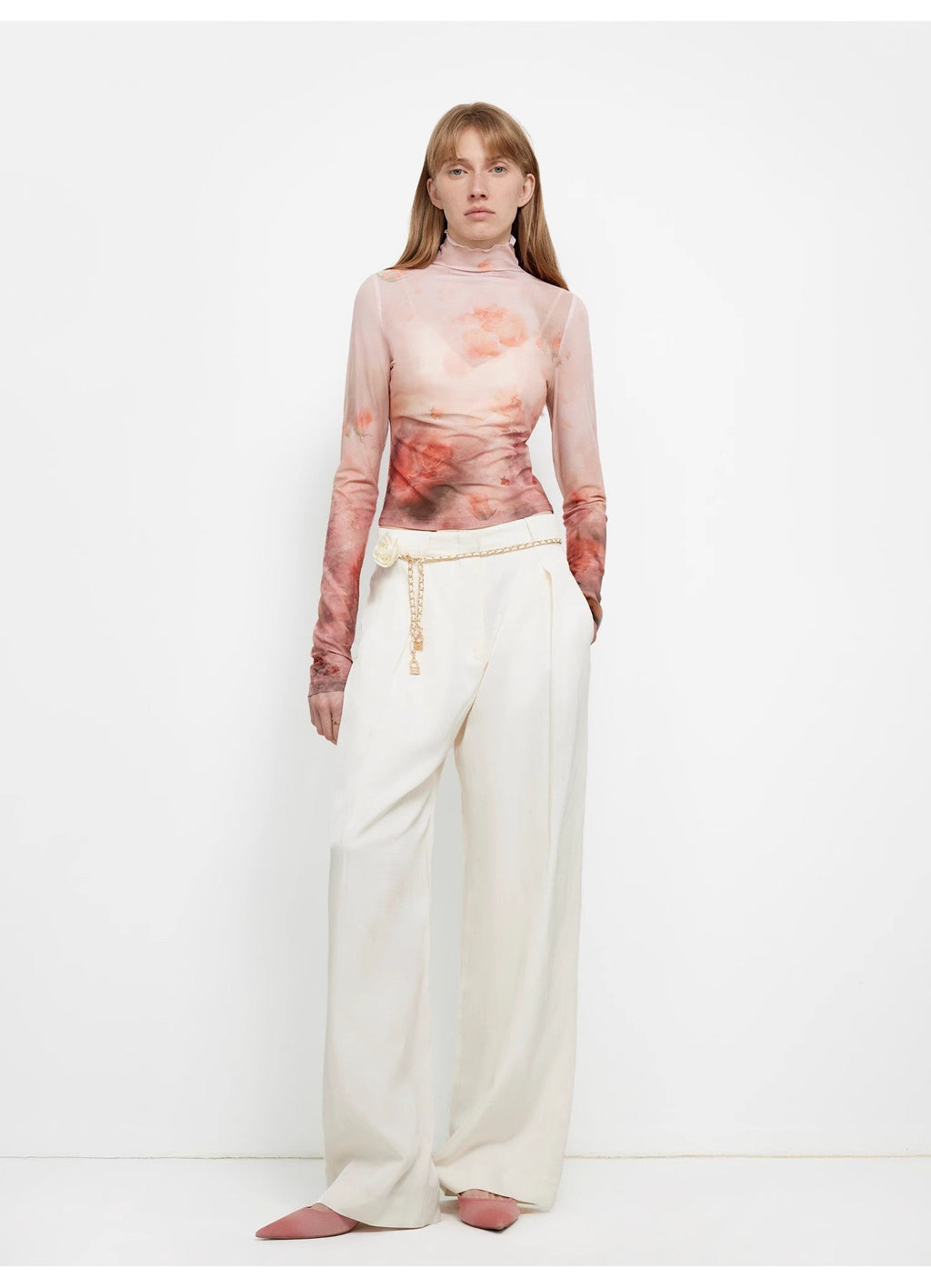 "Relaxed Old Money" Draped Acetate Linen Single-Pleat Wide-Leg Pants