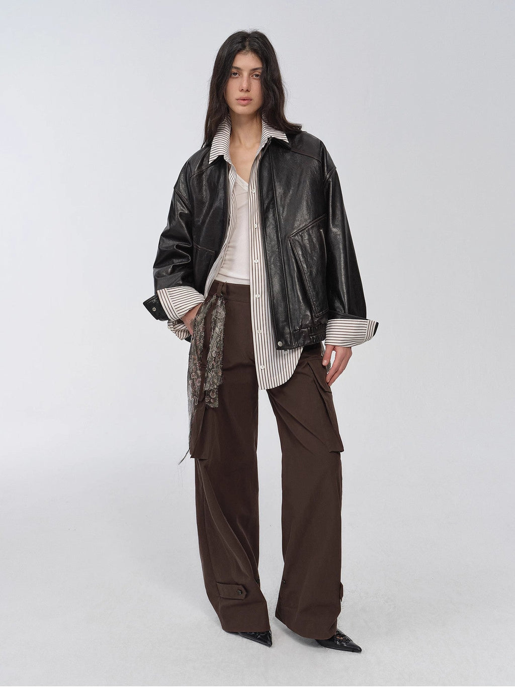 "New York Student" Retro Waxed Leather Bomber Jacket