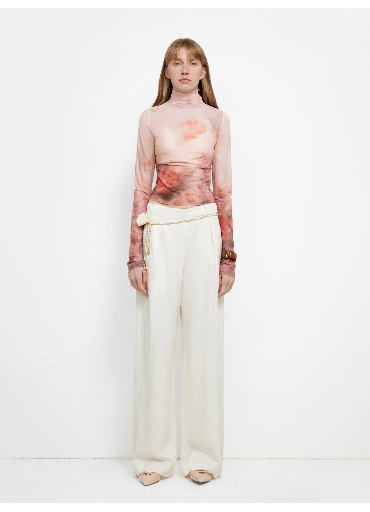 "Relaxed Old Money" Draped Acetate Linen Single-Pleat Wide-Leg Pants