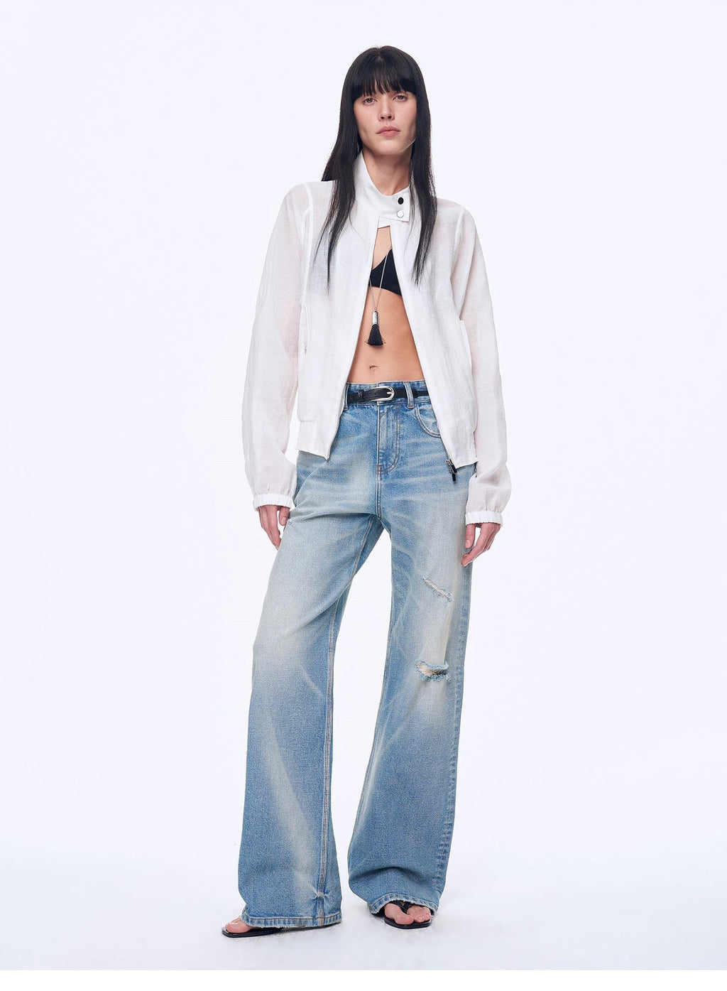 Custom Title — "West City Rhythm" Handmade Whisker Washed Flared Jeans Spring
