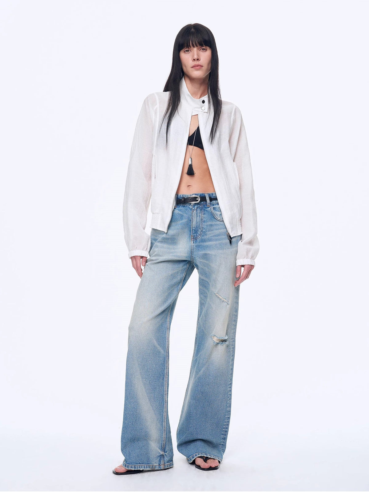 Custom Title — "West City Rhythm" Handmade Whisker Washed Flared Jeans Spring