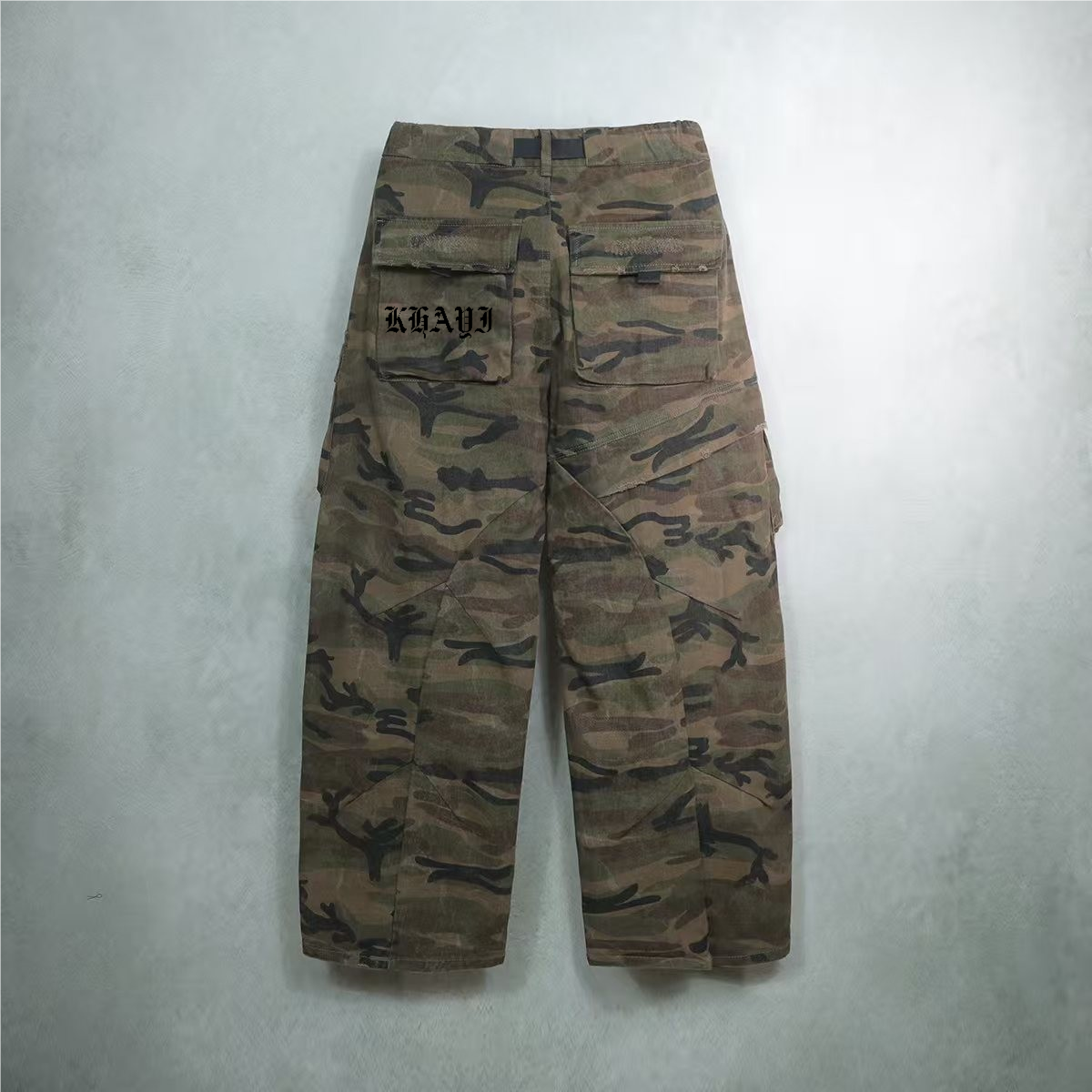 Khayi Camo Loose Fit Wide-leg Cargos