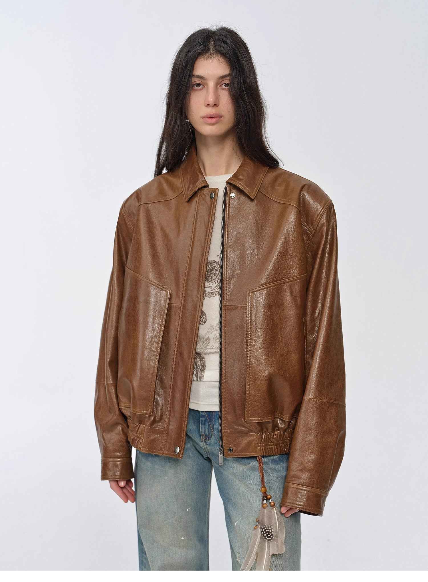 Fashionable Luke Imported Waxed Sheep Leather Work Jacket