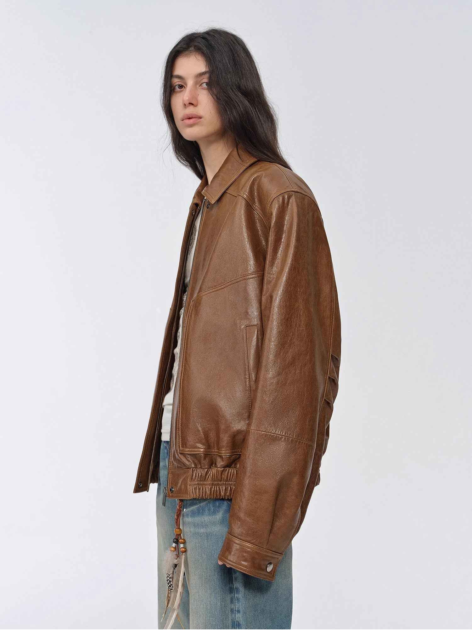 Fashionable Luke Imported Waxed Sheep Leather Work Jacket